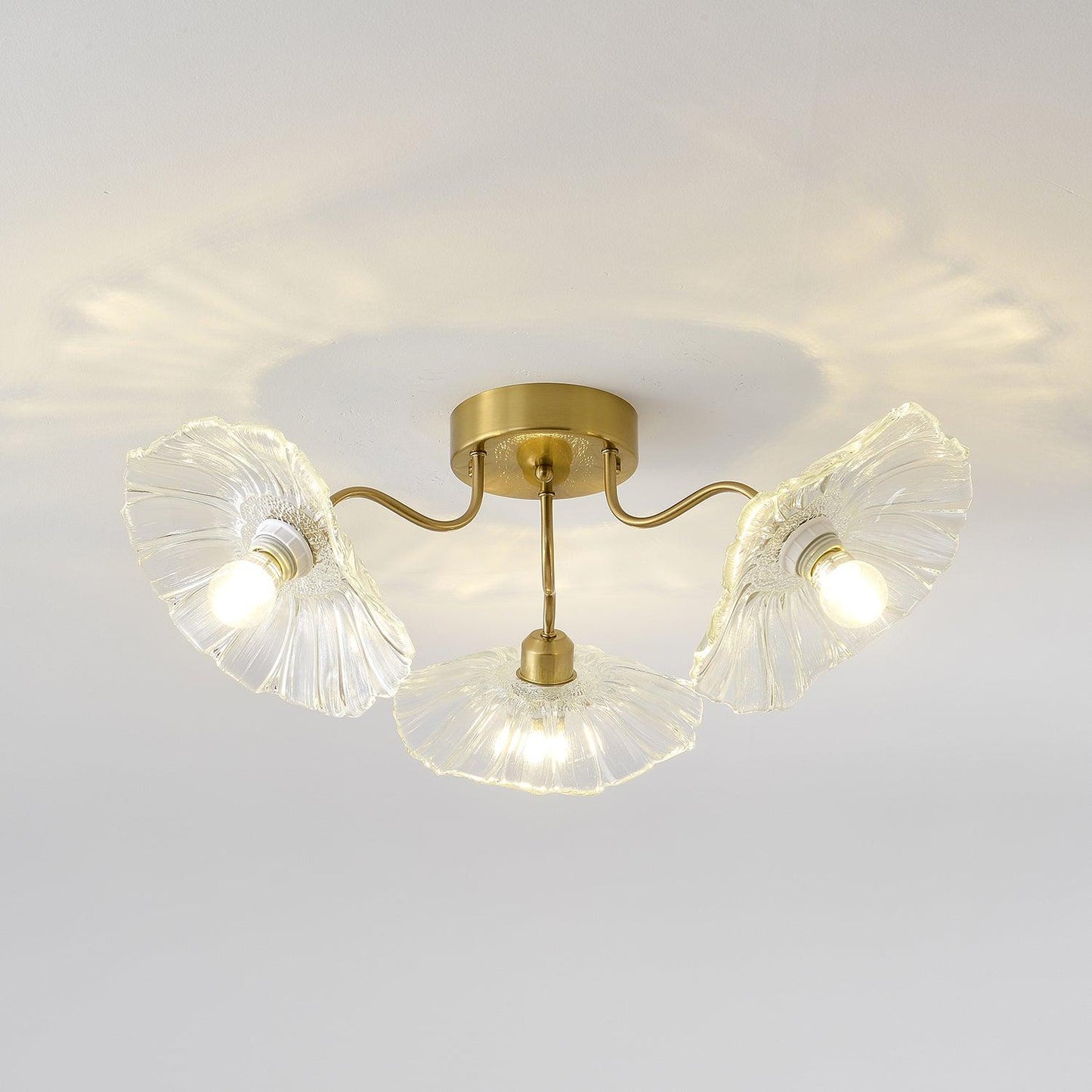 Glass Ceiling Lamp with Lotus Leaf Design