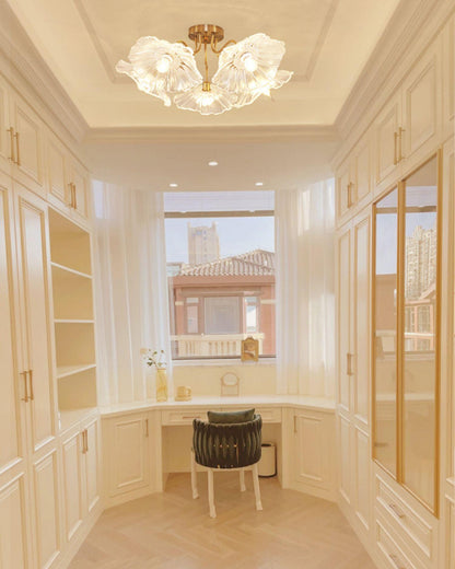 Glass Ceiling Lamp with Lotus Leaf Design