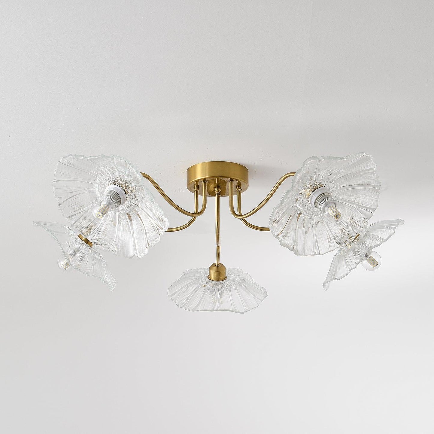 Glass Ceiling Lamp with Lotus Leaf Design