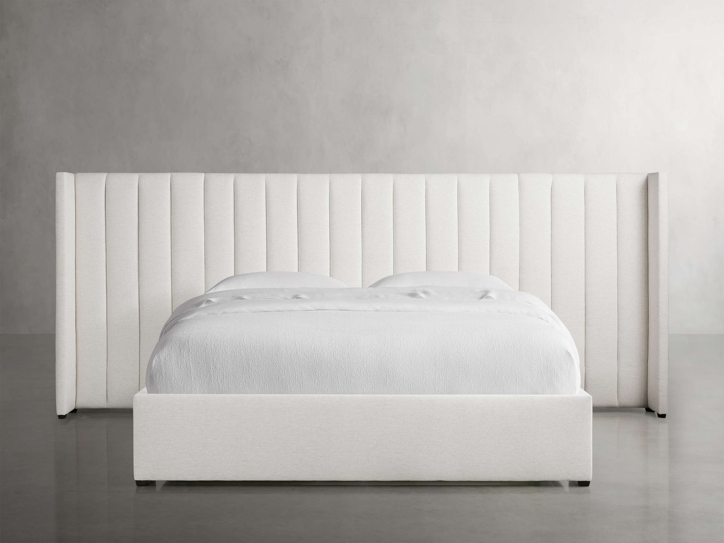 Wyller Channel-Stitched Extended Headboard Bed with Low Footboard
