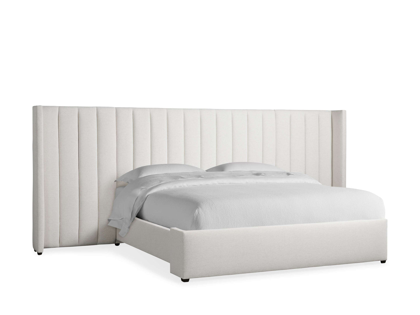 Wyller Channel-Stitched Extended Headboard Bed with Low Footboard