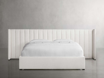 Wyller Channel-Stitched Extended Headboard Bed with Low Footboard