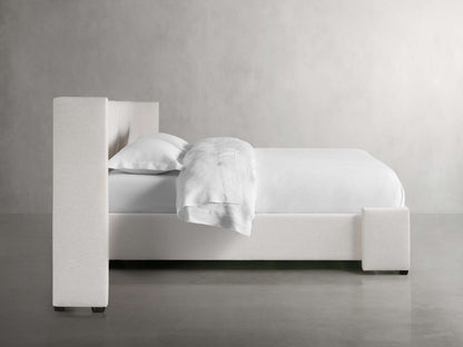 Wyller Channel-Stitched Extended Headboard Bed with Low Footboard