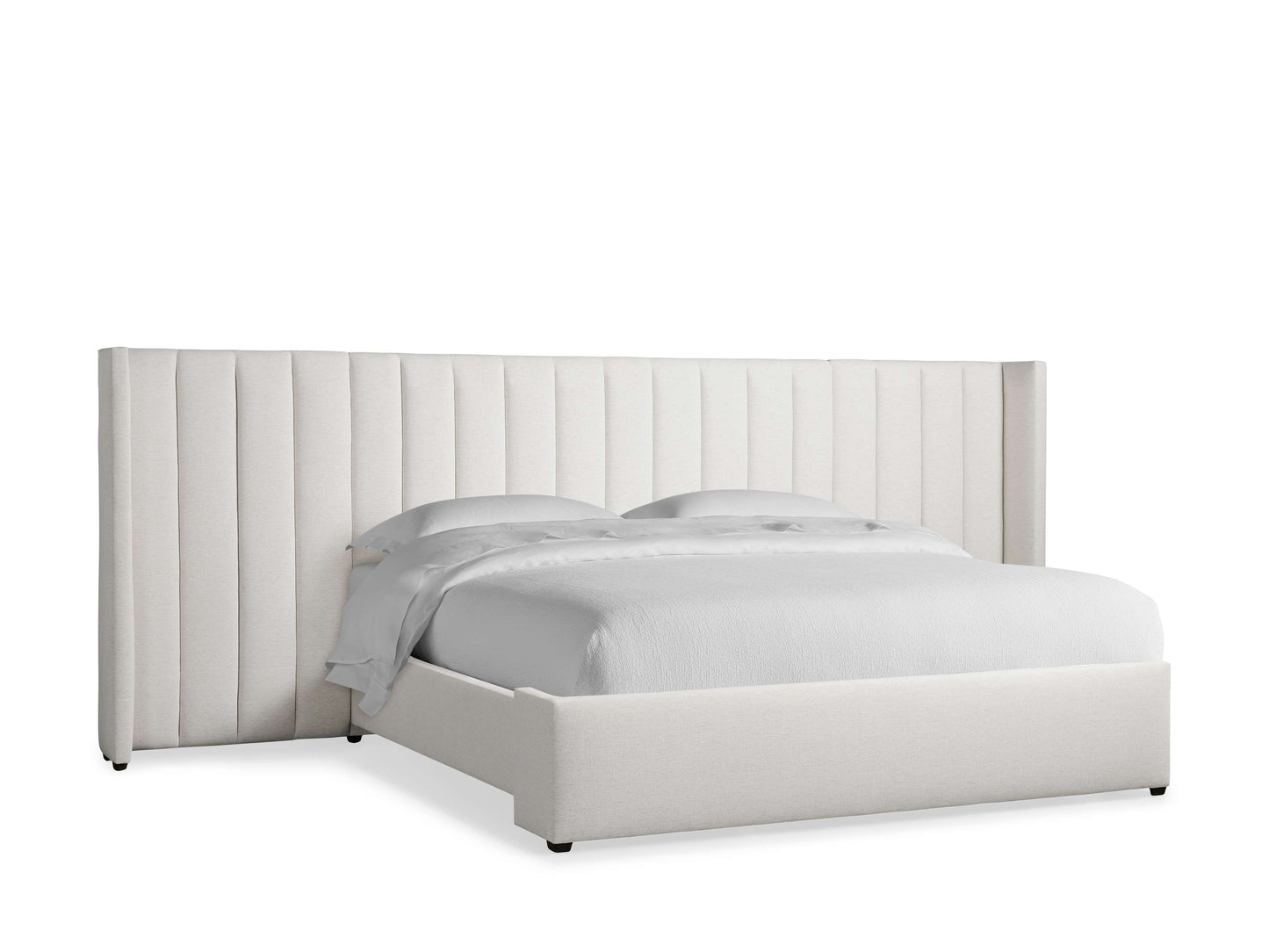 Wyller Channel-Stitched Extended Headboard Bed with Low Footboard