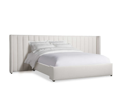 Wyller Channel-Stitched Extended Headboard Bed with Low Footboard