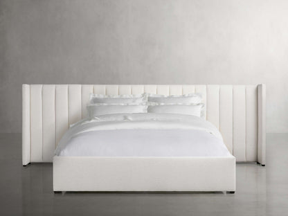 Wyller Channel-Stitched Extended Headboard Bed with Low Footboard