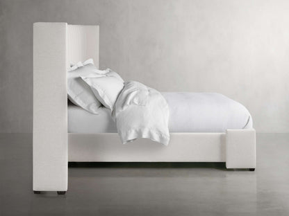 Wyller Channel-Stitched Extended Headboard Bed with Low Footboard