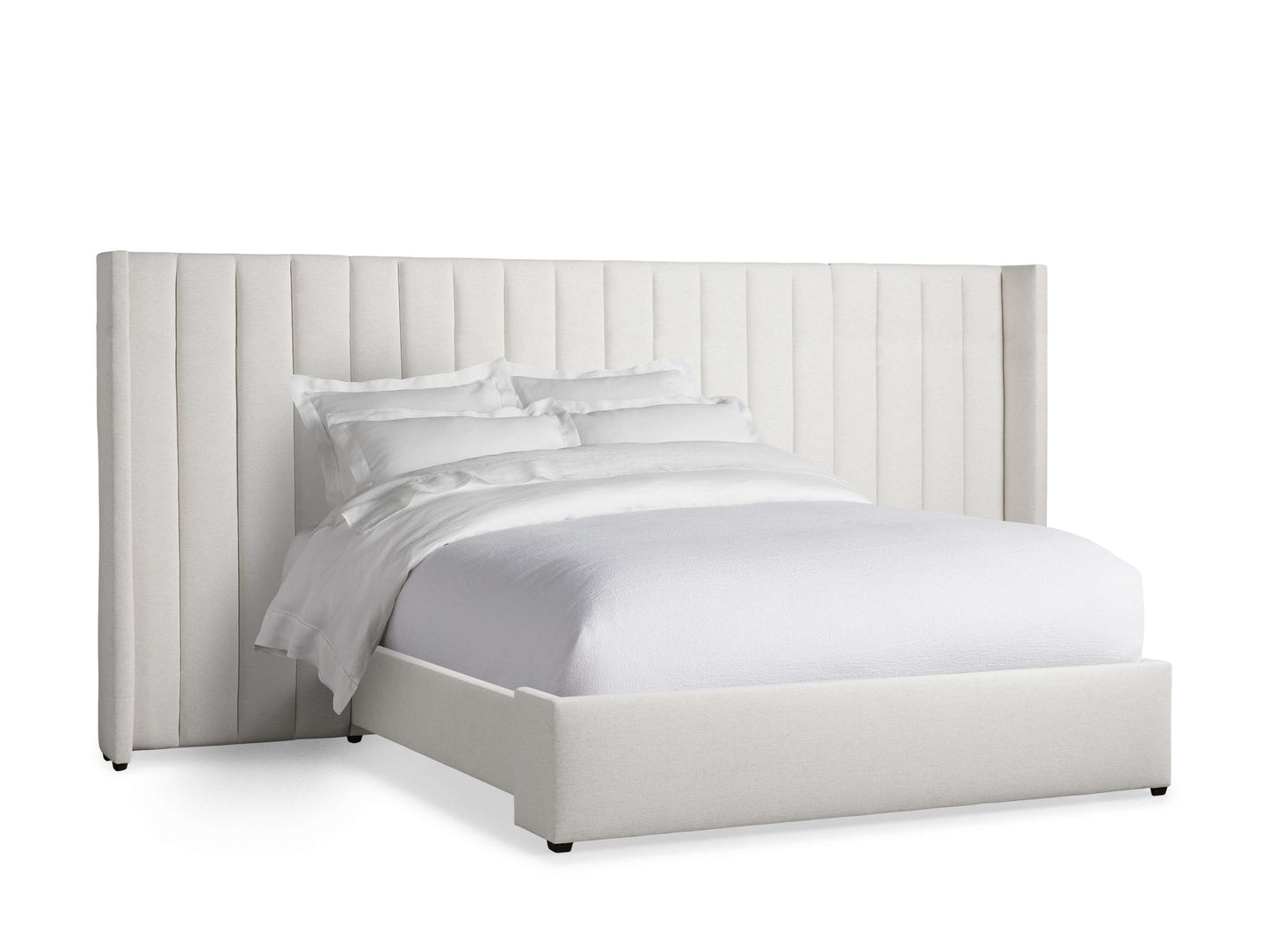 Wyller Channel-Stitched Extended Headboard Bed with Low Footboard