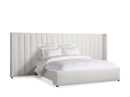 Wyller Channel-Stitched Extended Headboard Bed with Low Footboard