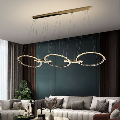 Besy Modern Living Room Crystal 5 Ring Chandelier