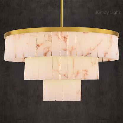 Modern Spanish Alabaster Cloud 3-tier Round Chandelier