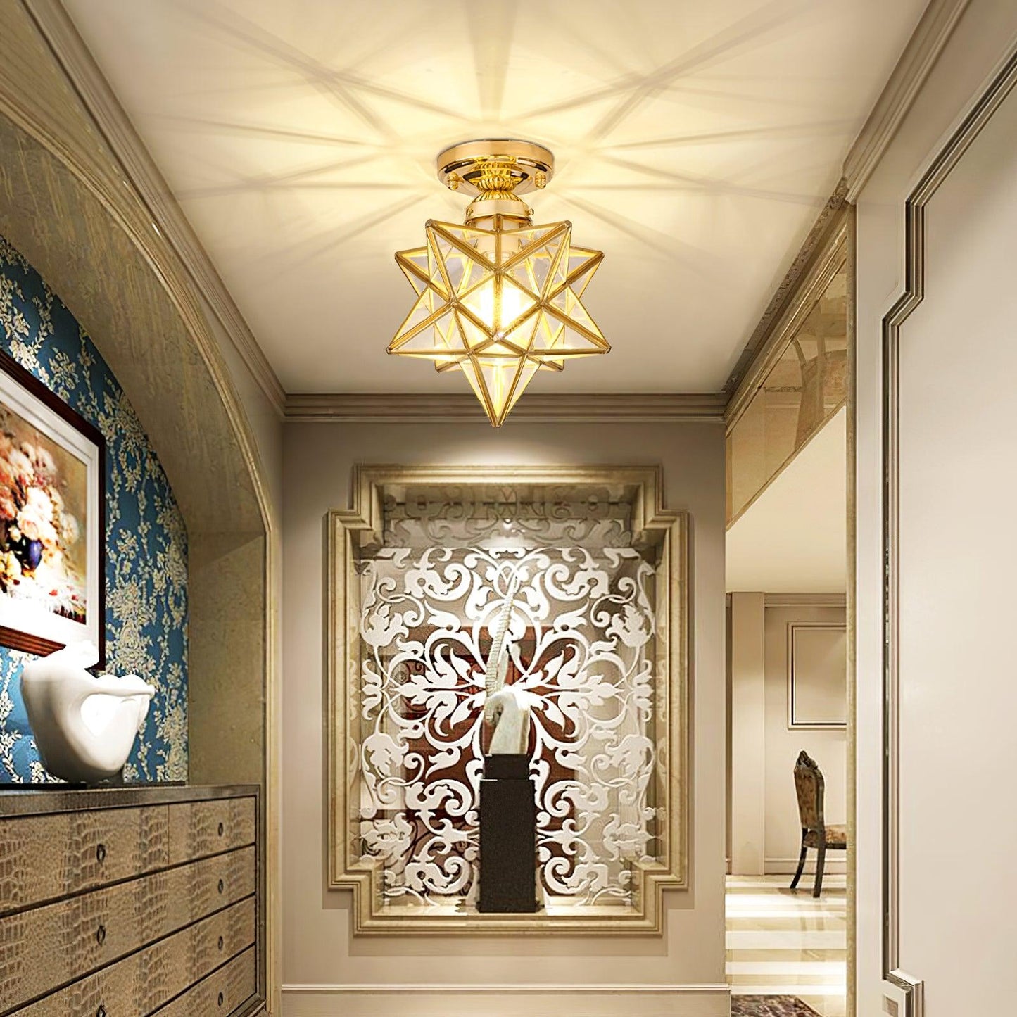 Brass Star Ceiling Light 7.9 Inch