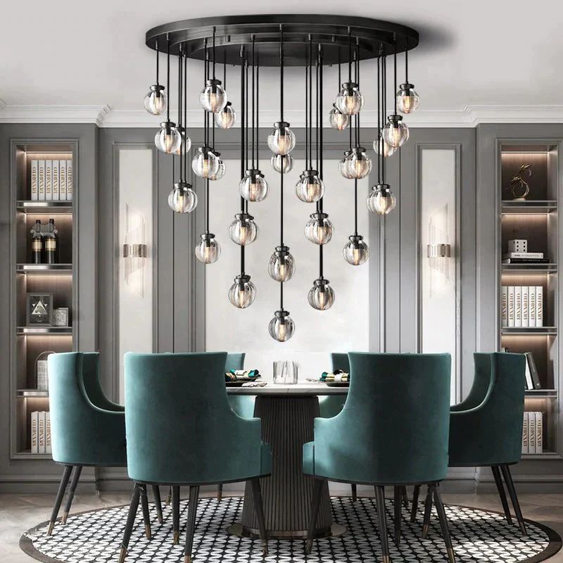 Pearl Round Chandelier 48" For Living Room