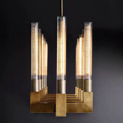 Cannele Glass Linear Dining Room Chandelier 67"