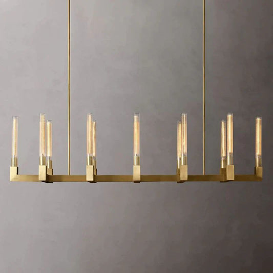 Cannele Glass Linear Dining Room Chandelier 67"