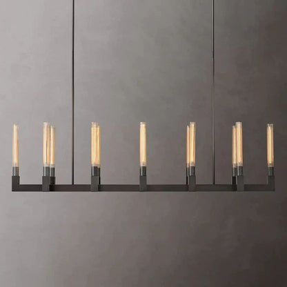 Cannele Glass Linear Dining Room Chandelier 67"