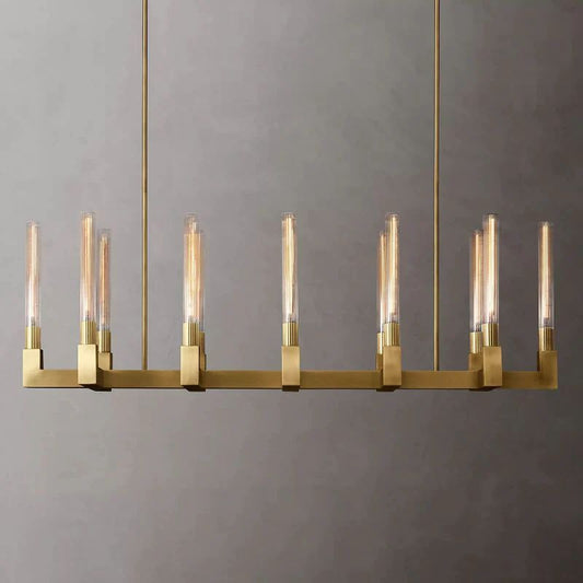 Cannele Glass Linear Dining Room Chandelier 55"
