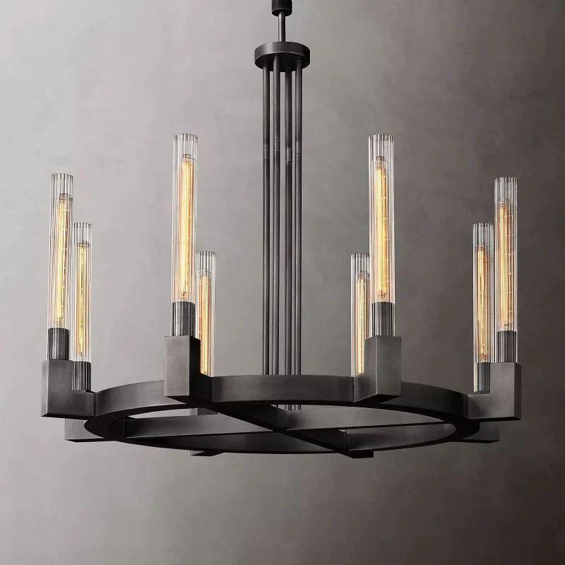 Cannele Glass Round Dining Room Chandelier 36"