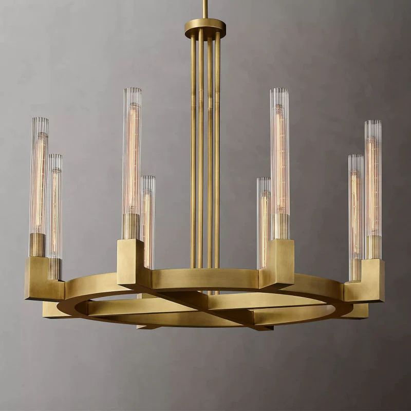 Cannele Glass Round Dining Room Chandelier 36"