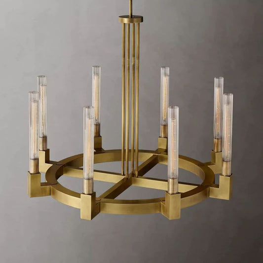Cannele Glass Round Dining Room Chandelier 36"