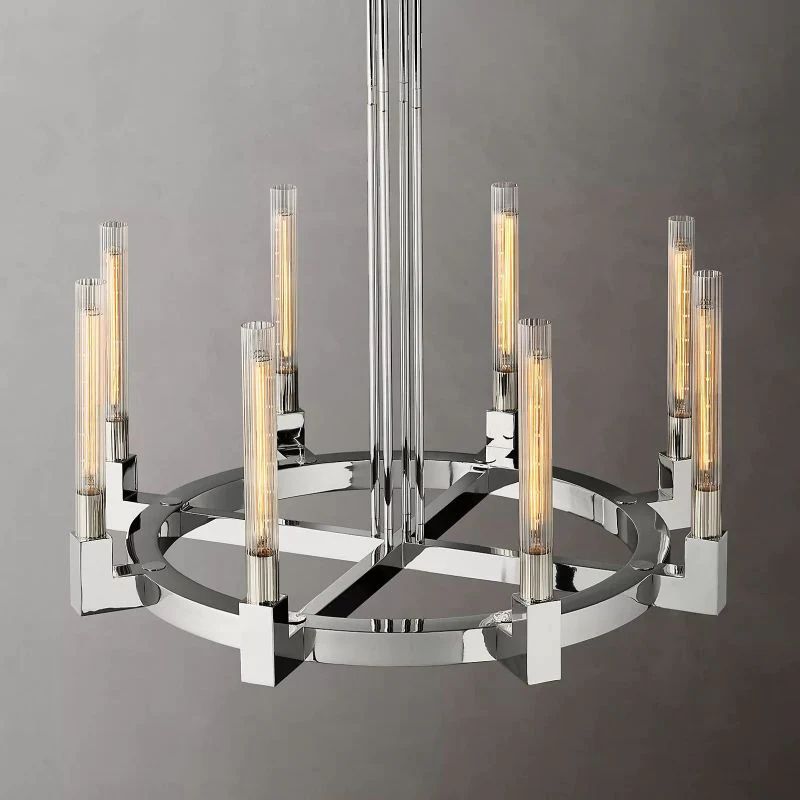 Cannele Glass Round Dining Room Chandelier 36"