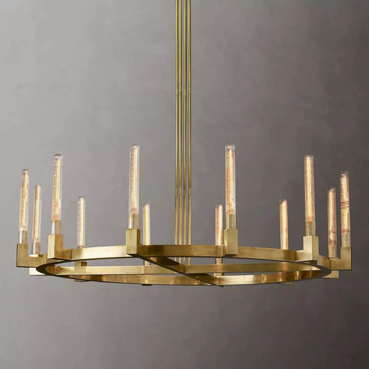 Cannele Glass Round Living Room Chandelier 60"
