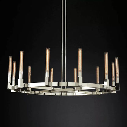Cannele Glass Round Living Room Chandelier 60"