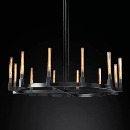 Cannele Glass Round Living Room Chandelier 60"