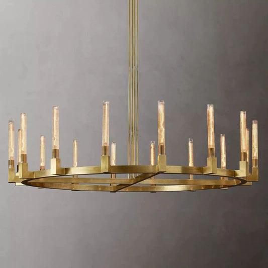 Cannele Glass Round Chandelier 72" For Living Room