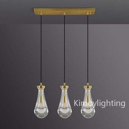 Raindrop Linear Dining Room Chandelier 3 Lights 22"L