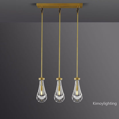 Raindrop Linear Dining Room Chandelier 3 Lights 22"L