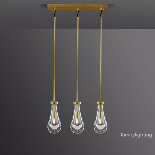 Raindrop Linear Dining Room Chandelier 3 Lights 22"L