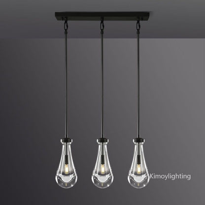Raindrop Linear Dining Room Chandelier 3 Lights 22"L