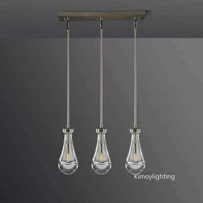 Raindrop Linear Dining Room Chandelier 3 Lights 22"L