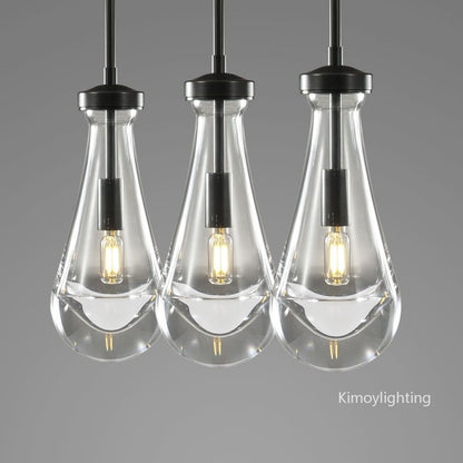 Raindrop Linear Dining Room Chandelier 3 Lights 22"L