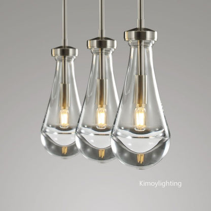 Raindrop Linear Dining Room Chandelier 3 Lights 22"L