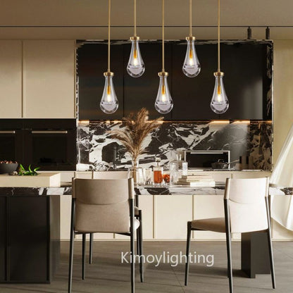 Raindrop Linear Dining Room Chandelier 5 Lights 36"L
