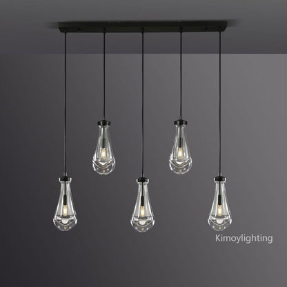Raindrop Linear Dining Room Chandelier 5 Lights 36"L