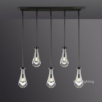 Raindrop Linear Dining Room Chandelier 5 Lights 36"L