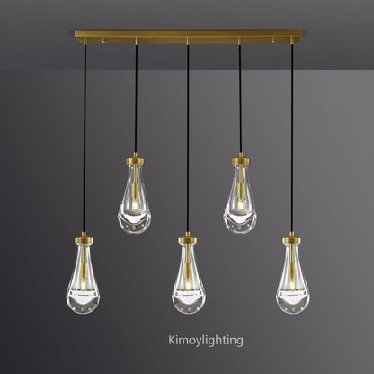 Raindrop Linear Dining Room Chandelier 5 Lights 36"L