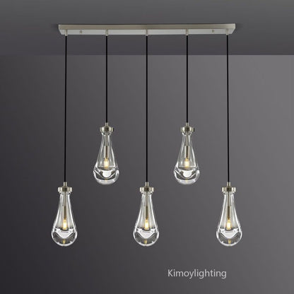 Raindrop Linear Dining Room Chandelier 5 Lights 36"L