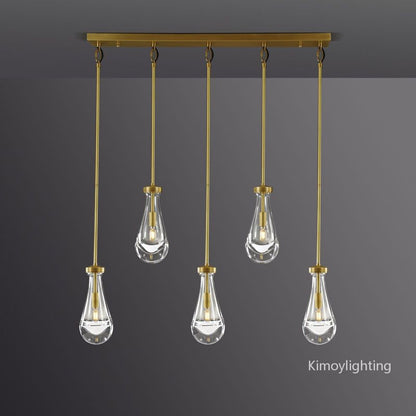 Raindrop Linear Dining Room Chandelier 5 Lights 36"L
