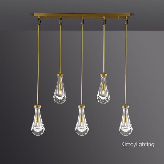 Raindrop Linear Dining Room Chandelier 5 Lights 36"L