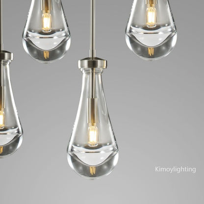 Raindrop Linear Dining Room Chandelier 5 Lights 36"L