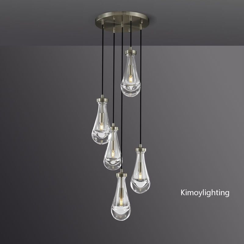 Raindrop Round Bedroom Chandelier 5 Lights 14"D