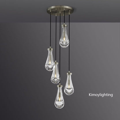 Raindrop Round Bedroom Chandelier 5 Lights 14"D