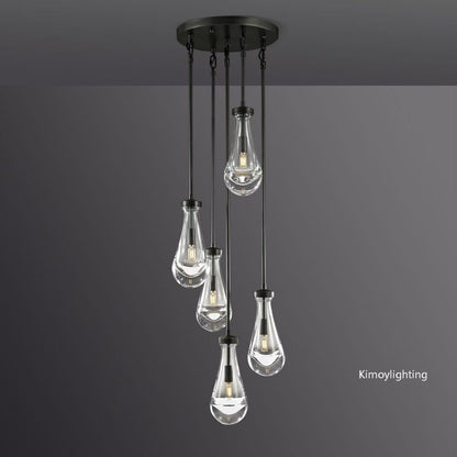 Raindrop Round Bedroom Chandelier 5 Lights 14"D