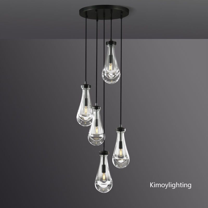 Raindrop Round Bedroom Chandelier 5 Lights 14"D