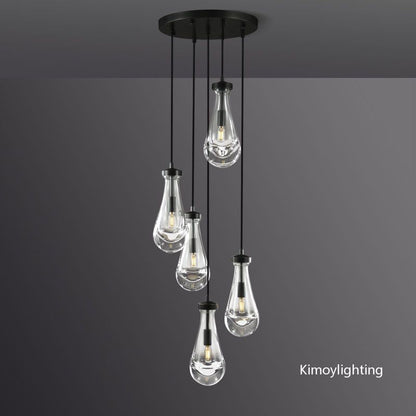 Raindrop Round Bedroom Chandelier 5 Lights 14"D