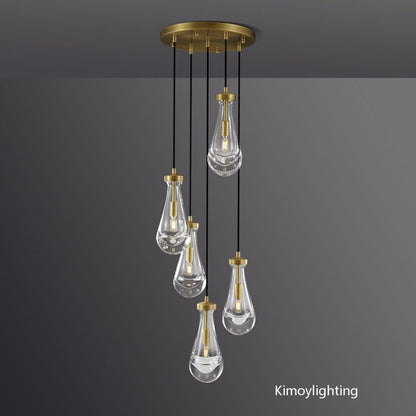 Raindrop Round Bedroom Chandelier 5 Lights 14"D